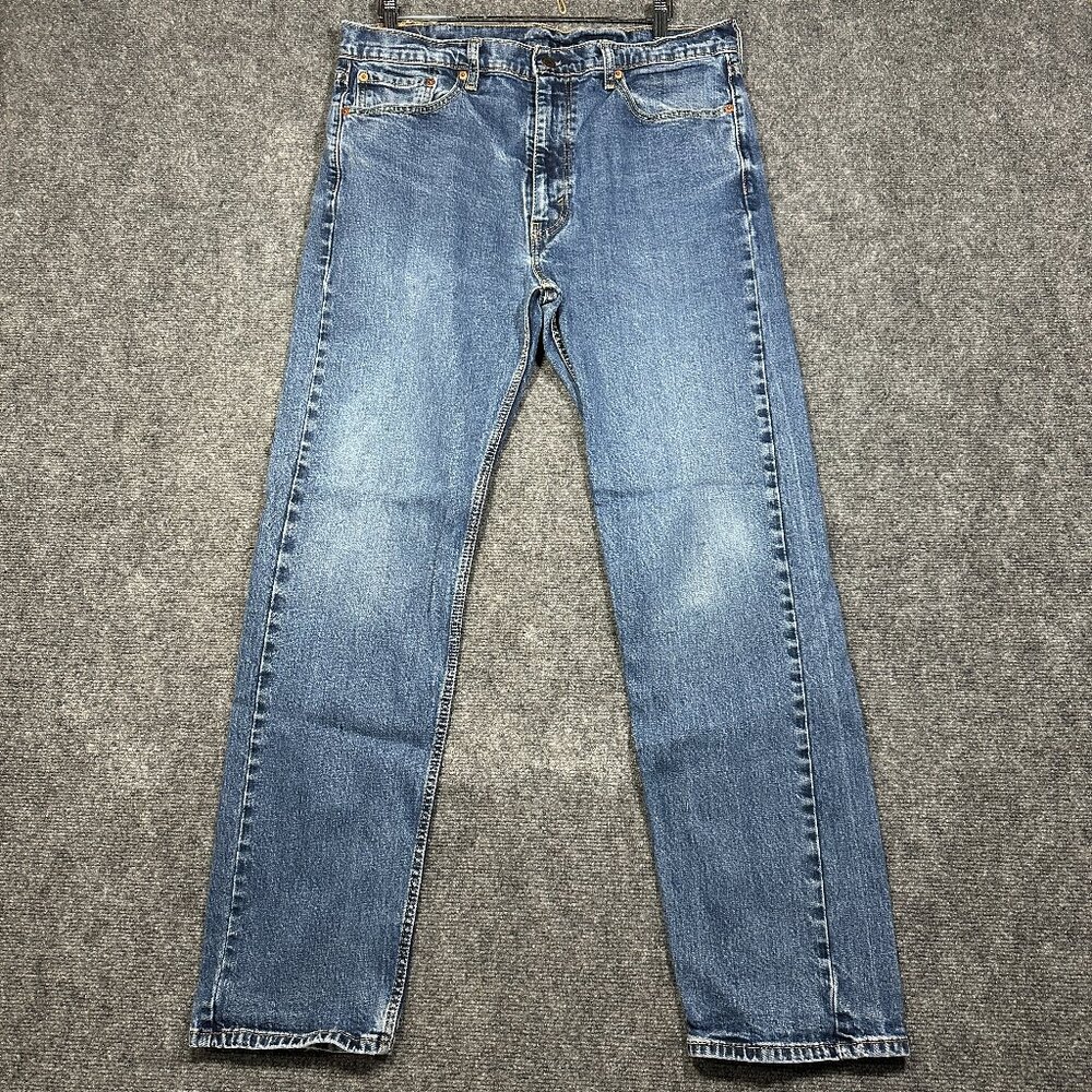 Levis 505 Jeans Mens 38 Medium Wash Cotton Stretch 5 Pocket Straight Leg